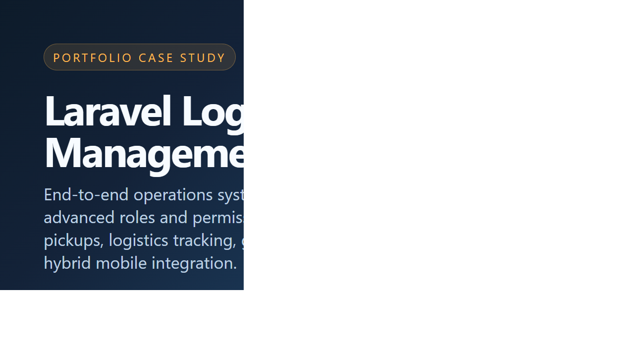 Laravel Logistics Platform